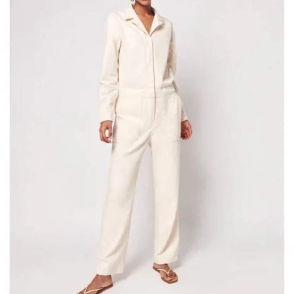 Faherty overland twill jumpsuit in neutral size XS